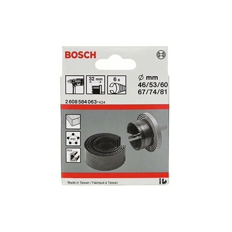 foto del prodotto set bosch da 6 pz. di seghe a tazza metalli non ferrosi, legno, plastica, 46 81 mm, accessorio per foratrici 