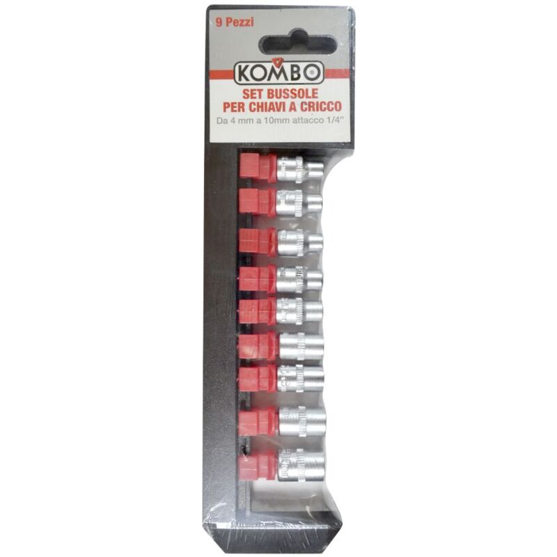 foto del prodotto set bussole per chiavi a cricco 9 pezzi da 4mm a 10mm