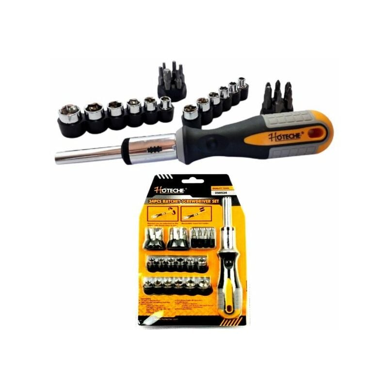 foto del prodotto set cacciavite 34 pezzi punte inserti torx bussole ph intercambiabili art.250534