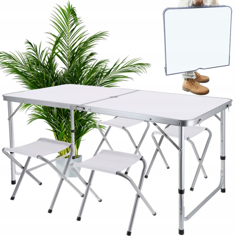 foto del prodotto set campeggio valigia da giardino turistica pieghevole tavolo 4 sedie