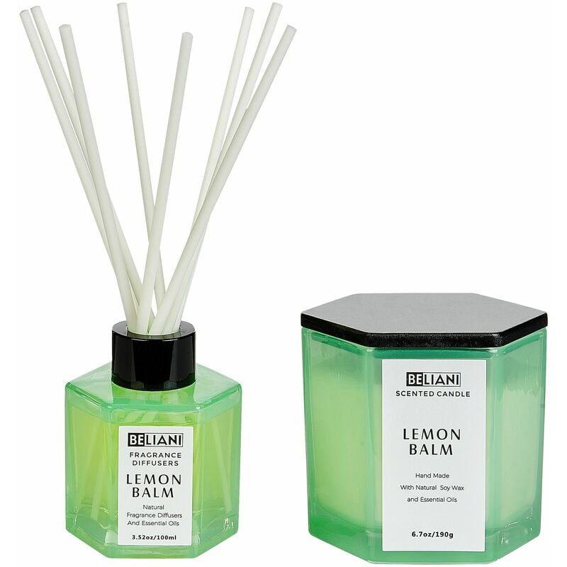 foto del prodotto set candela profumata in cera di soia 100 e diffusore con bastoncini profumo melissa classy tint