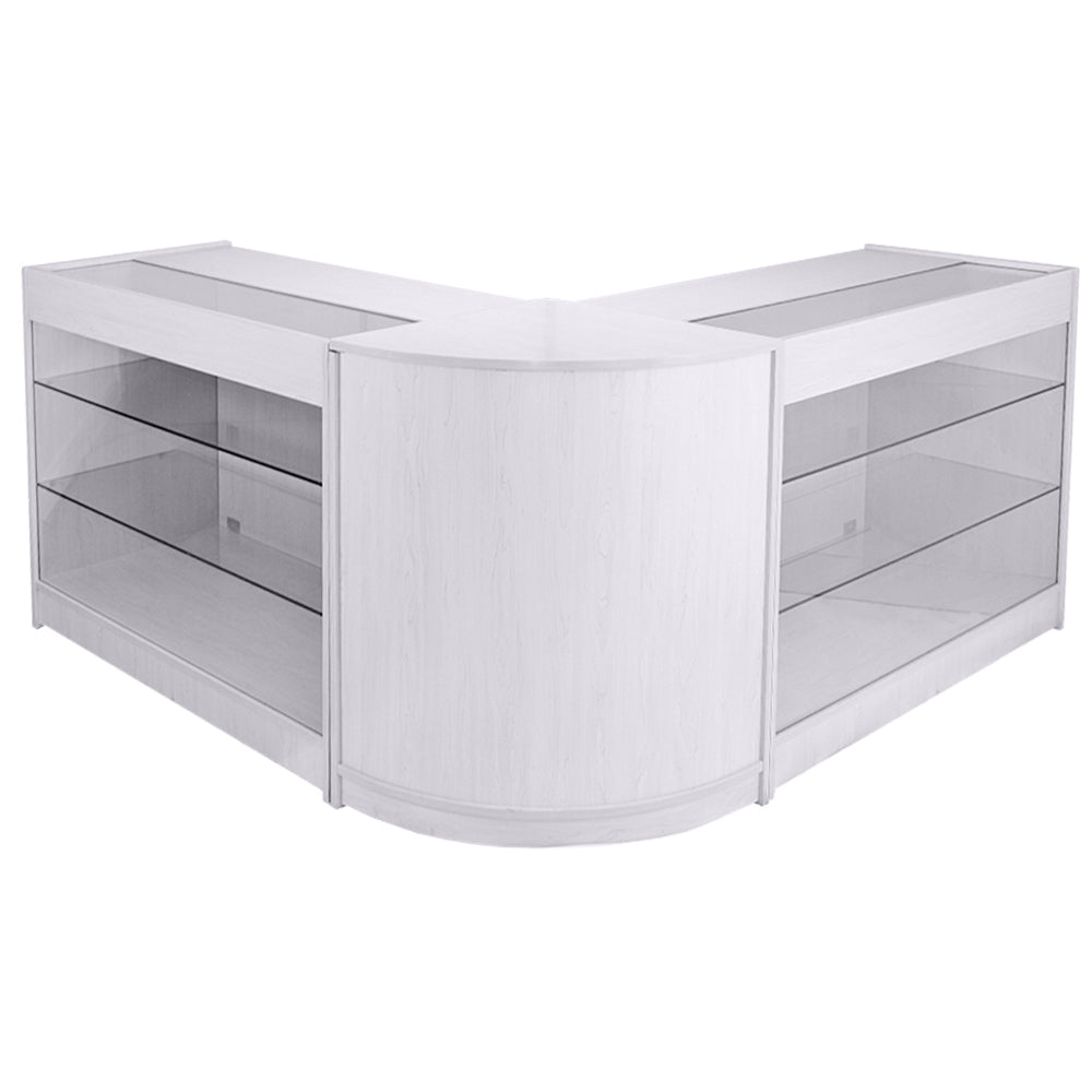foto del prodotto set capricorn con 3 banconi da negozio e reception bianco brillante elegante