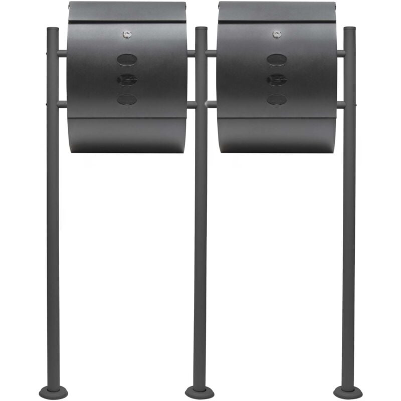 foto del prodotto set cassetta postale doppia autoportante v18 antracite con telaio di supporto wiltec