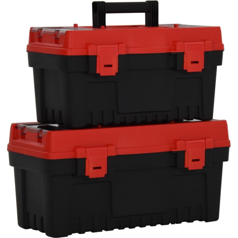 foto del prodotto set cassette degli attrezzi 2 pz nero e rosso in polipropilene vidaxl