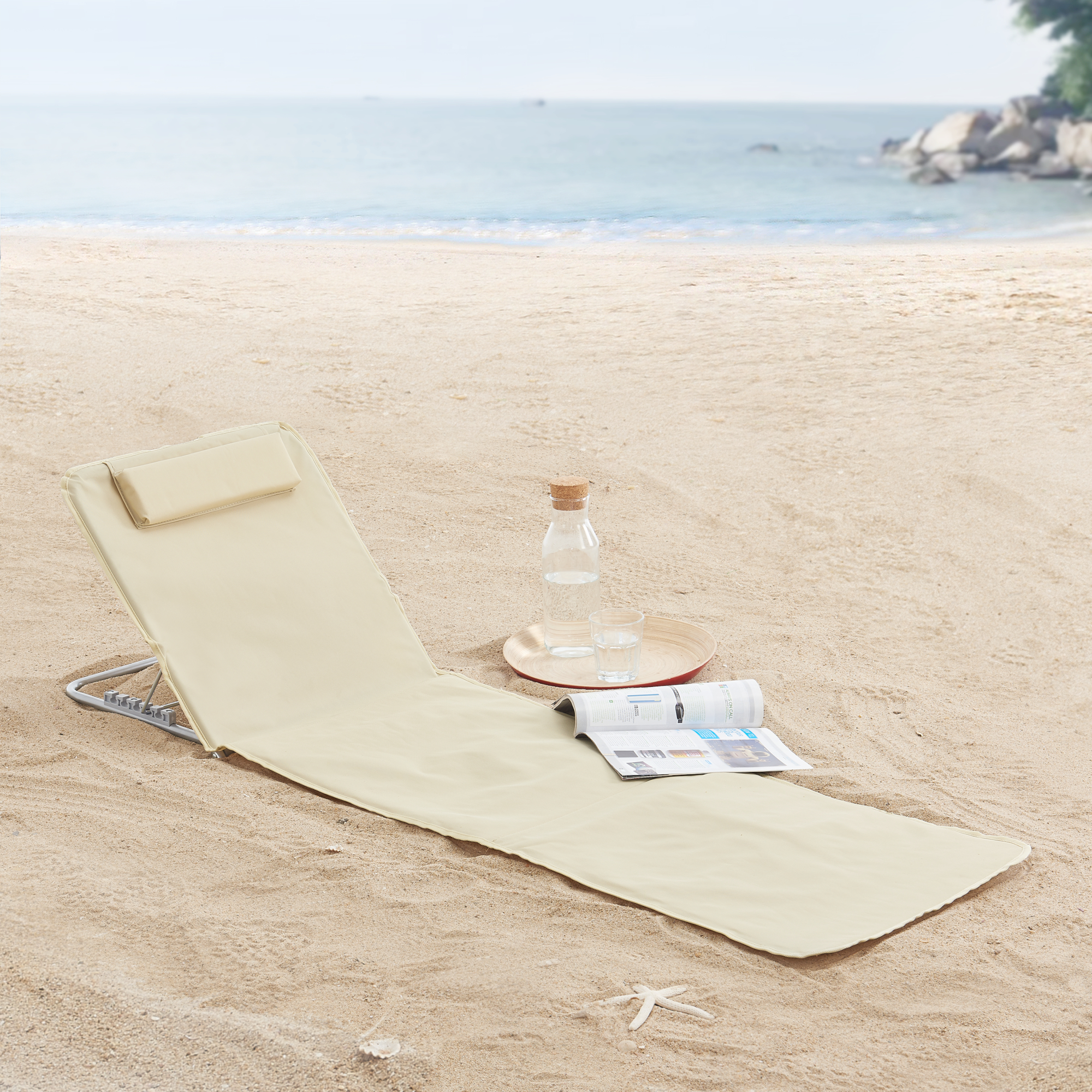 foto del prodotto set cellorigo 2 materassini prendisole pieghevoli incl borsa di trasporto beige en.casa 