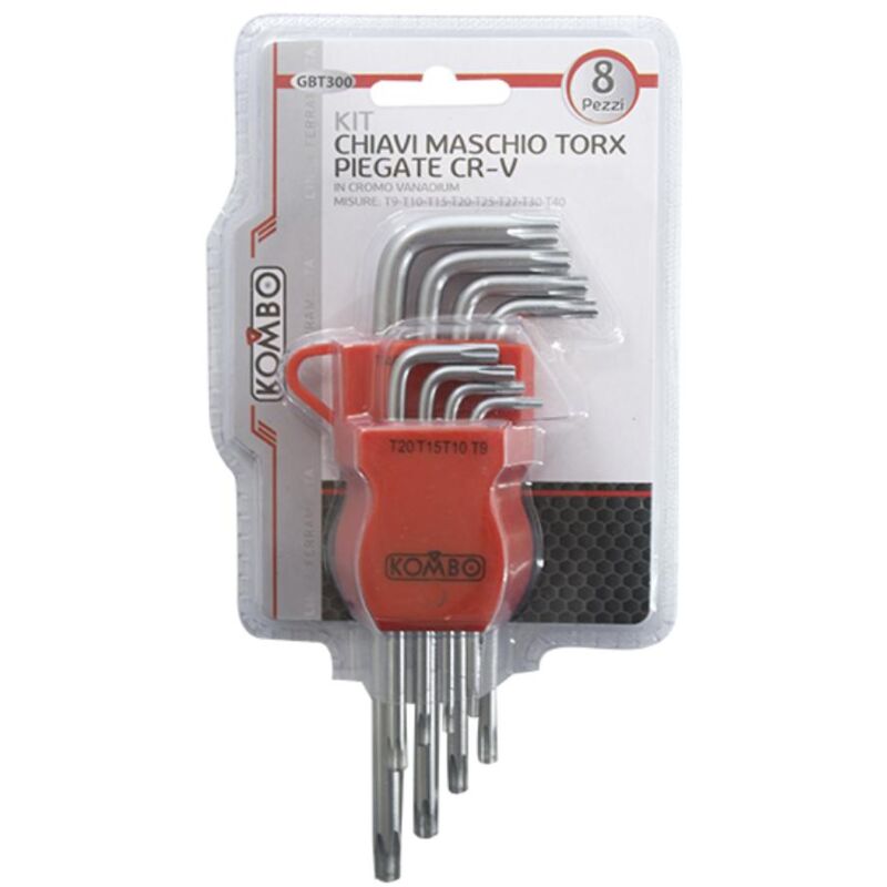 foto del prodotto set chiavi a brugola esagonali ball point piegate in cromo vanadium 8 pz