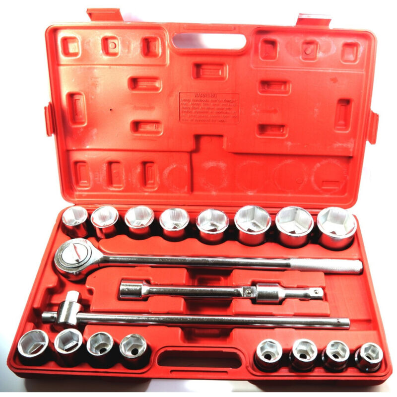 foto del prodotto set chiavi a bussola 3/4 21 pz. 19-50mm per camion e trattori chrome vanadium - - trade shop traesio