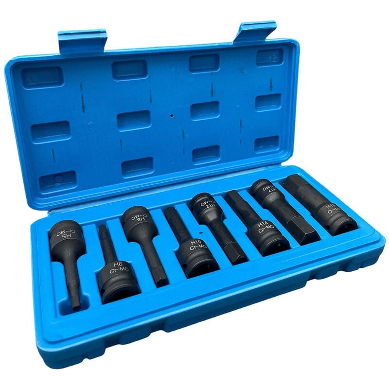 foto del prodotto set chiavi a bussola esagonali lunghe 8pz chiave burgola 1 2 h5 h19 crmo