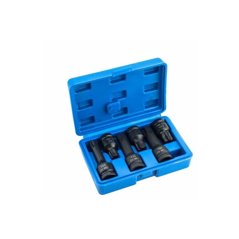 foto del prodotto set chiavi a bussola torx da 45 78mm 6pz 1 2 lunghe t60 t70 t80 art. 07346