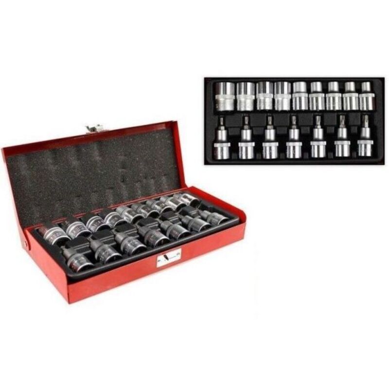 foto del prodotto set chiavi a bussola torx maschio femmina t30 t70 e10 24 impronta box metallo
