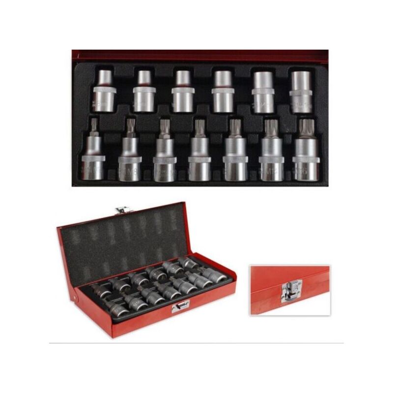 immagine 0 del prodotto set chiavi a bussola torx millerighe maschio femmina13pz m6 m16 8 16crv 19031213
