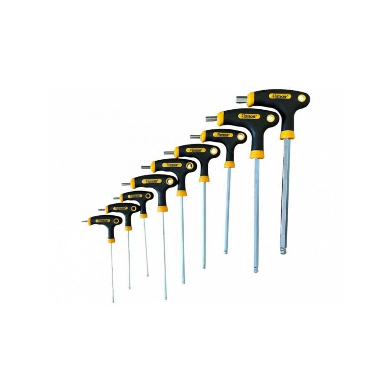 foto del prodotto set chiavi a t esagonali lunghe forate 9pz chiave a brugola impugnatura t 261608