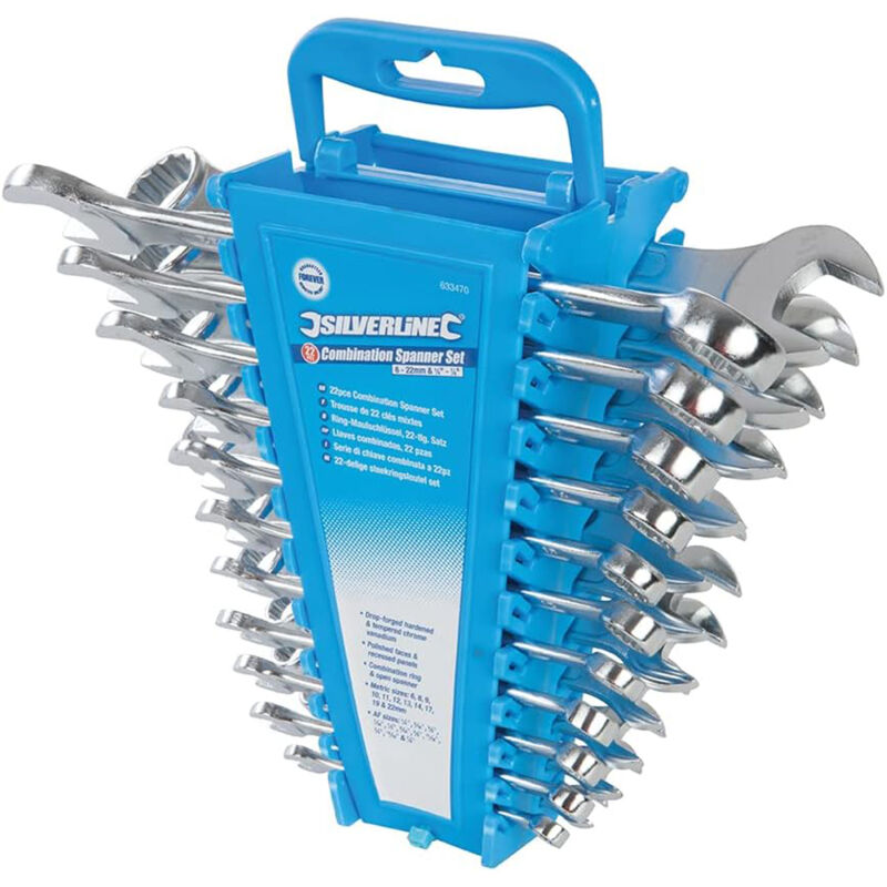 foto del prodotto set chiavi combinate 22 pz inglesi stella e fissa 6 22mm e 1 4 7 8 silverline