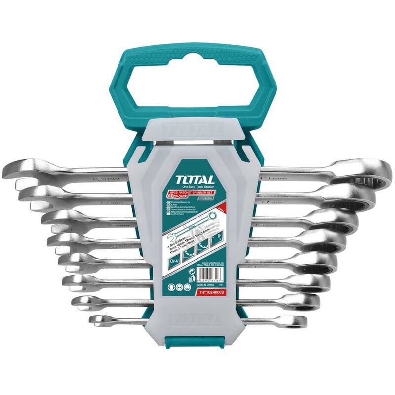 foto del prodotto set chiavi combinate a cricchetto 8pz 8 19mm cr v total