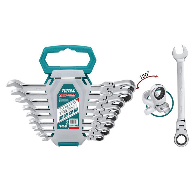 foto del prodotto set chiavi combinate a cricchetto flessibili 8pz 8 19mm cr v total