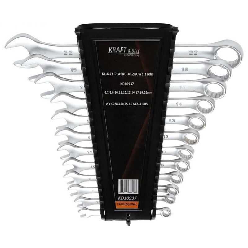 foto del prodotto set chiavi combinate stella e fissa 12pz 6 14, 17, 19, 22mm acciaio crv kraft