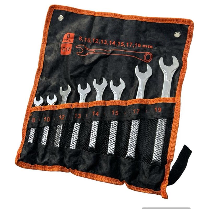 foto del prodotto set chiavi inglesi combinate fisse a stella curva 8pz da 8 a 19 mm cromo vanadio