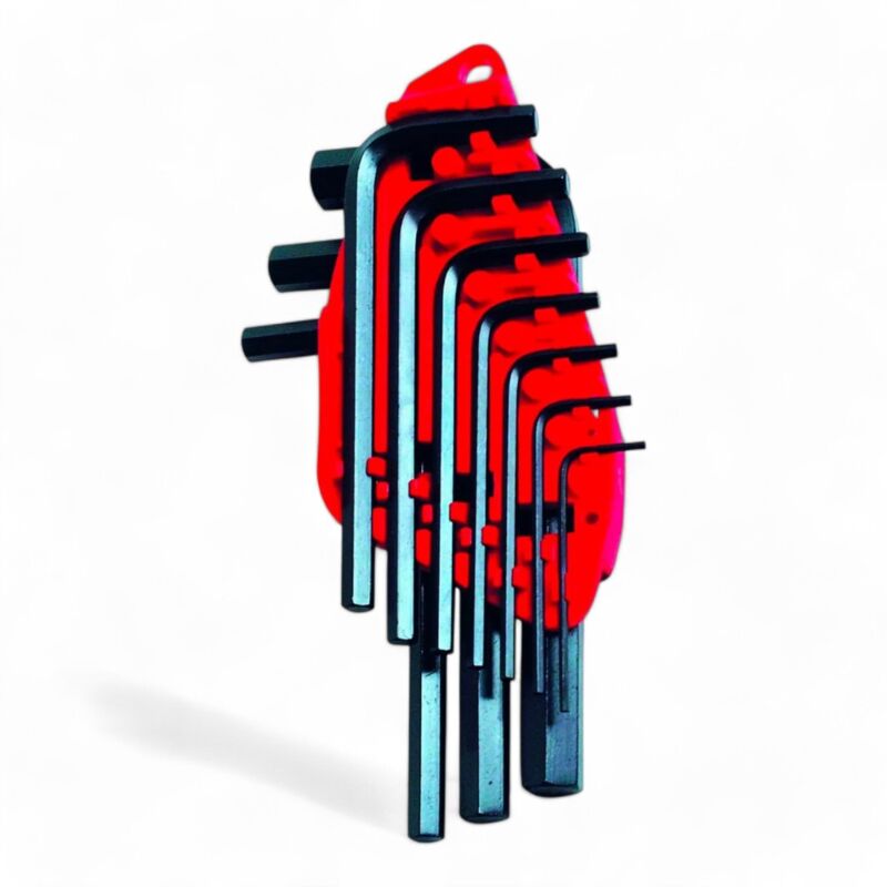 foto del prodotto set chiavi maschio esagonali piegate con supporto in plastica blister serie 12 pezzi acciaio verniciato nero 1,5 a 10 mm