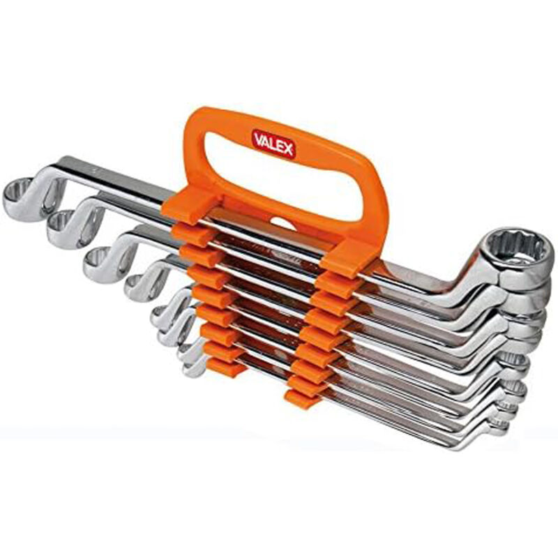 foto del prodotto set chiavi poligonali doppie 8pz 6 22mm acciaio crv con supporto valex