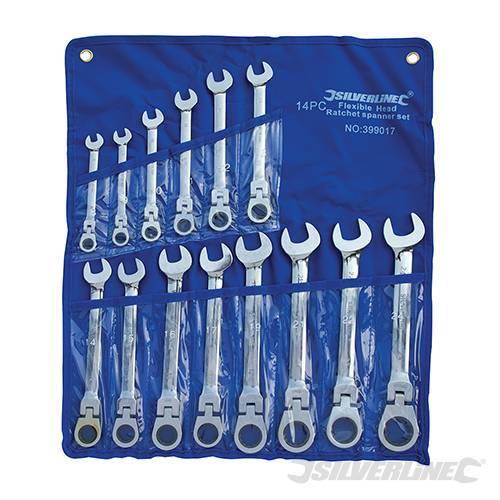foto del prodotto set chiavi silverline testa fissa croce cricchetto 180 acciaio da 8 a 24mm prezzo