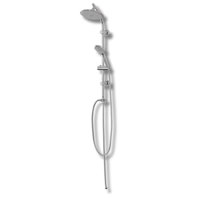foto del prodotto set colonna doccia in acciaio cromato con soffione e doccetta monofunzione a risparmio idrico multifunzione con deviatore 1 2 