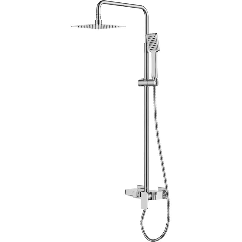 foto del prodotto set colonna doccia monocomando con asta estensibile asta doccia con doccetta e maniglia rubinetteria bagno cromata