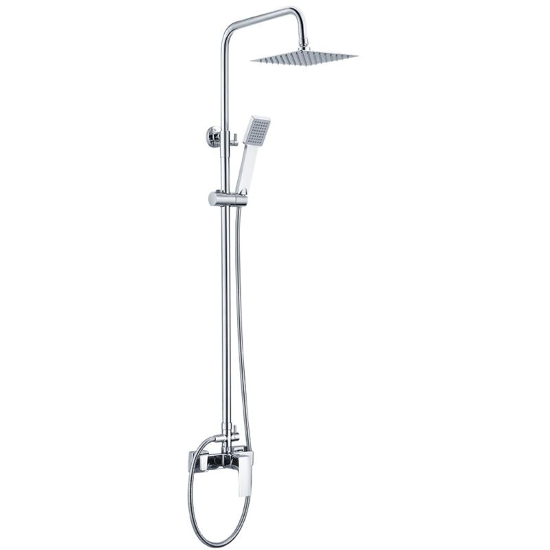 foto del prodotto set colonna doccia monocomando con asta estensibile asta doccia con doccetta e maniglia rubinetteria bagno cromata