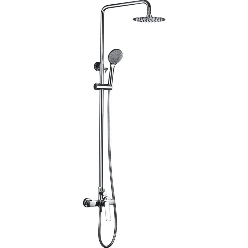 foto del prodotto set colonna doccia monocomando con asta estensibile asta doccia con doccetta e maniglia rubinetteria bagno cromata