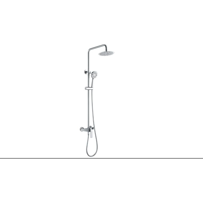 foto del prodotto set colonna doccia monocomando con asta estensibile asta doccia con doccetta e maniglia rubinetteria bagno cromata