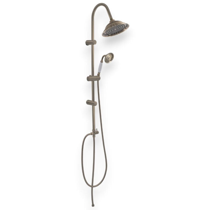 foto del prodotto set colonna doccia regolabile bronzo con soffione e doccetta 1 getto in acciaio liberty 01