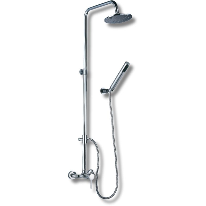 foto del prodotto set colonna doccia telescopica cromo con soffione e doccetta in abs