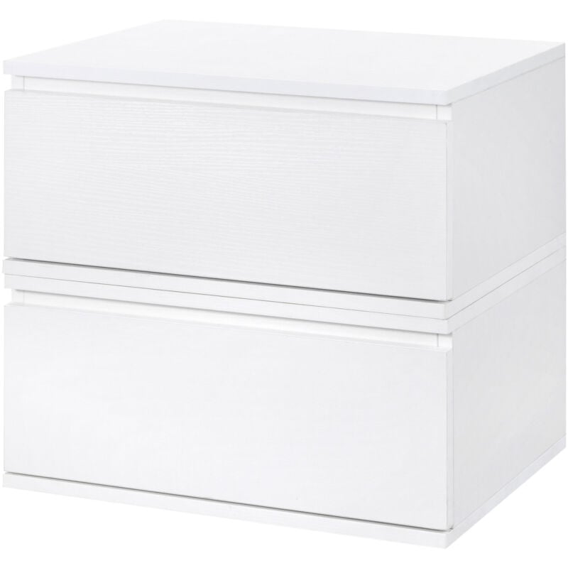 foto del prodotto set comodini sospesi 2 pezzi con cassetto per camera da letto bianchi homcom