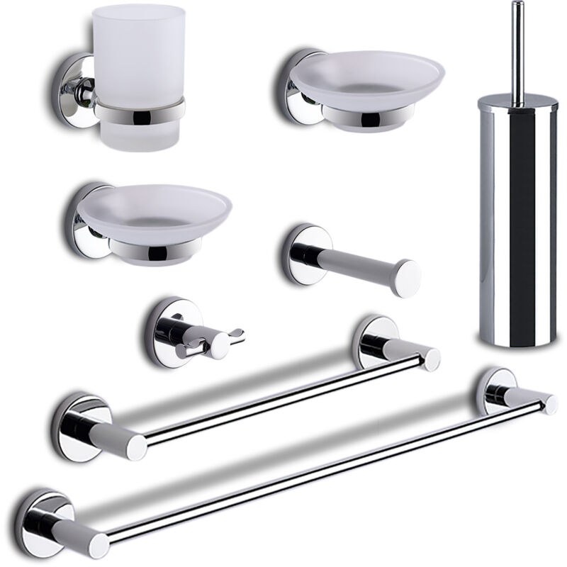 foto del prodotto set completo 8 pezzi in acciaio inox e cromall fe99 gedy serie felce