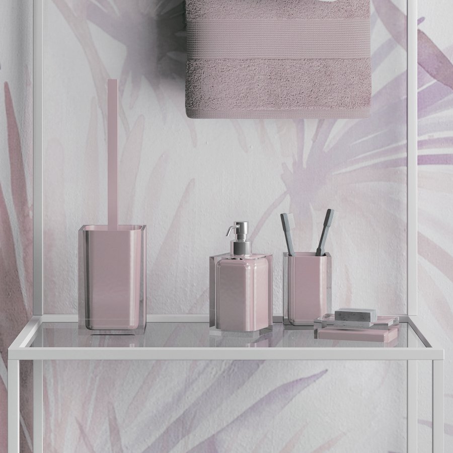 foto del prodotto set completo accessori 4 pezzi d 39 appoggio in resina ra99 gedy serie rainbow rosa