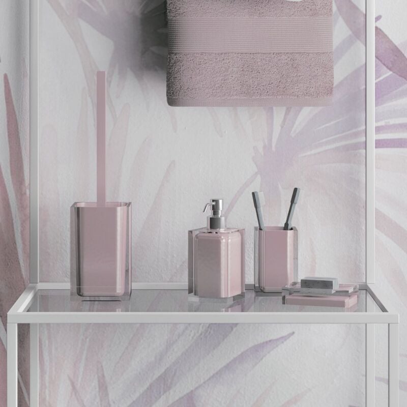 foto del prodotto set completo accessori 4 pezzi d appoggio in resina ra99 gedy serie rainbow rosa
