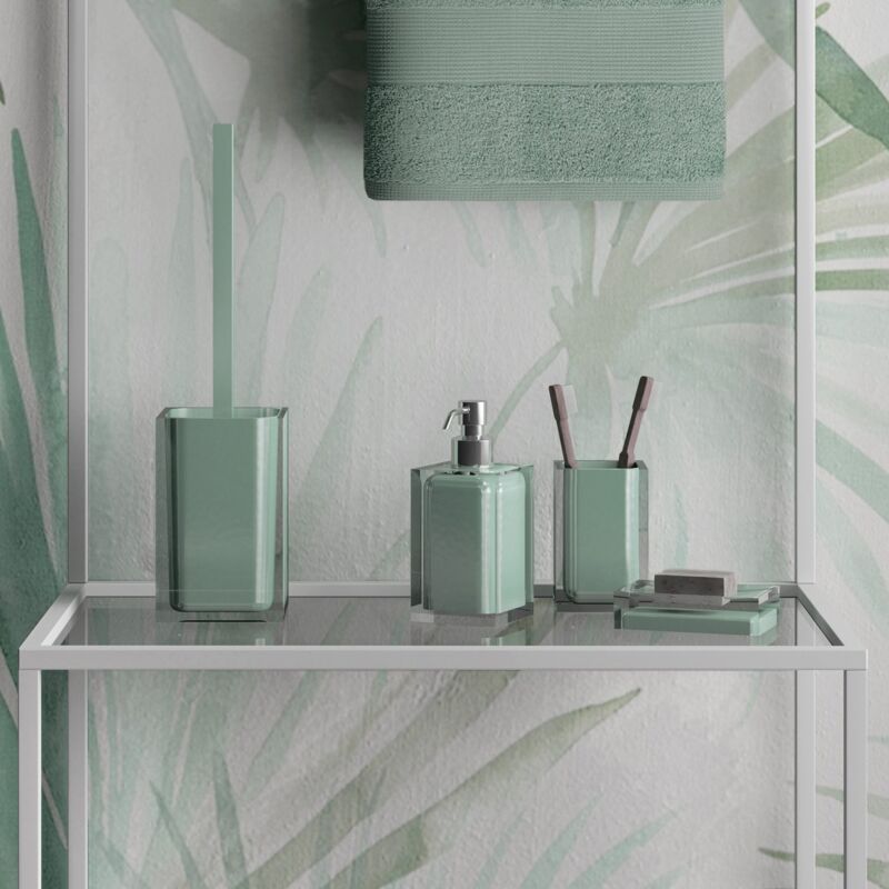 foto del prodotto set completo accessori 4 pezzi d appoggio in resina ra99 gedy serie rainbow verde menta