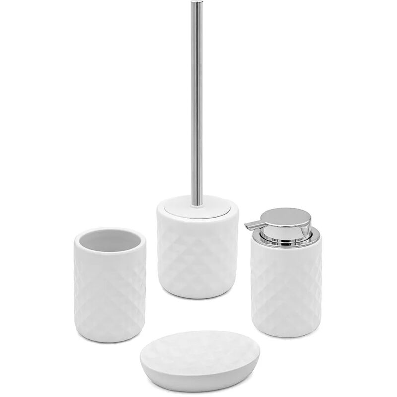 foto del prodotto set completo accessori bagno bianco in ceramica cristal
