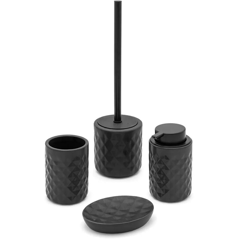 foto del prodotto set completo accessori bagno nero in ceramica cristal