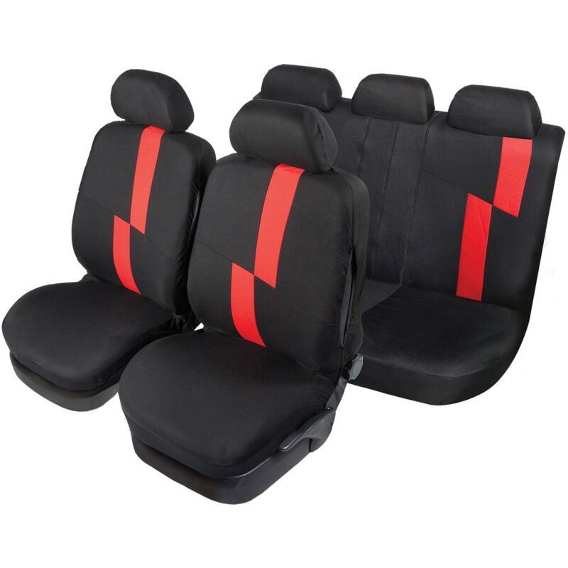 foto del prodotto set completo coprisedili flash universale nero rosso