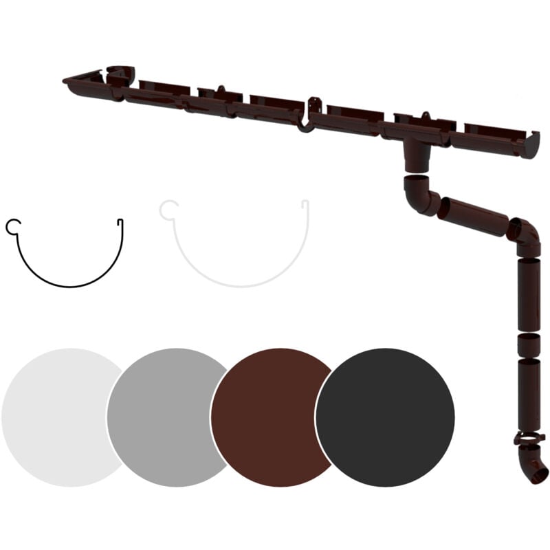 foto del prodotto set completo di grondaie per la pioggia superfici del tetto 100m pvc in 4 colori, rainway90 marrone, set completo - 2 metri