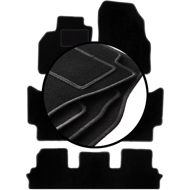 foto del prodotto set completo di tappetini in velluto per renault grand scenic iii 7 posti 2009 2015 