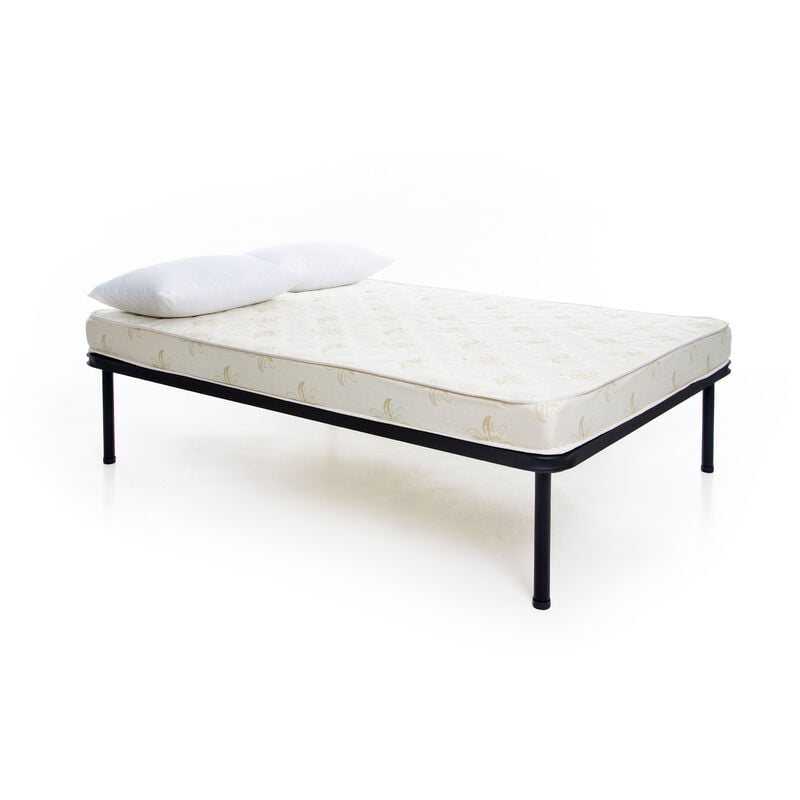 foto del prodotto set completo rete ortopedica a doghe per letto matrimoniale 140x190 cm con materasso, cuscino, altezza totale 35 cm, alta resistenza, massima