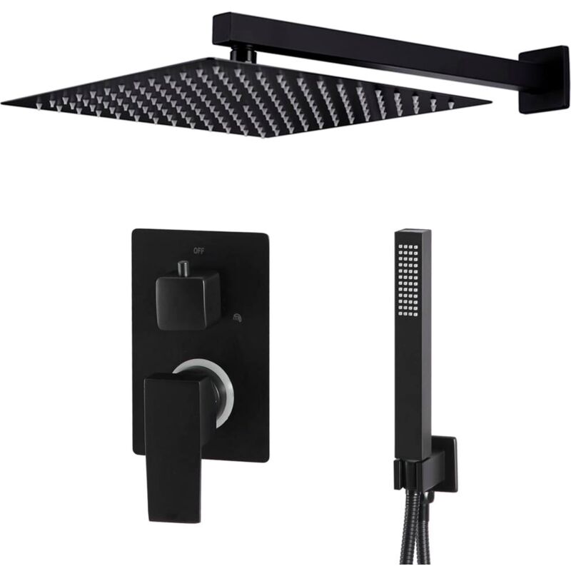 foto del prodotto set completo sistema doccia con soffione doccia in acciaio inossidabile nero