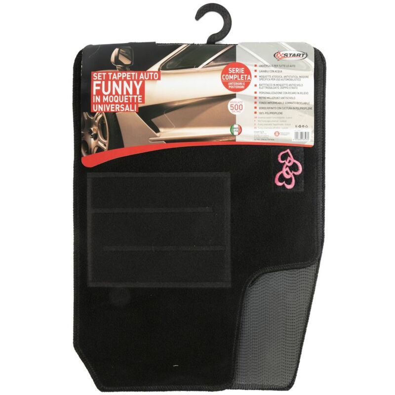 foto del prodotto set completo tappeti auto funny cuore 500 gr mq universale