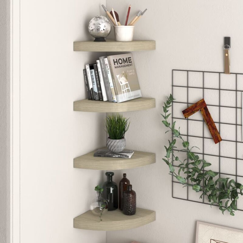 foto del prodotto set con 4 mensole angolari da 25 cm design moderno disponibili vari colori colore marrone