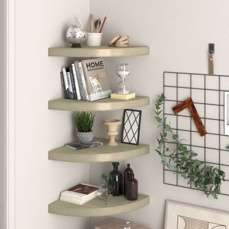 foto del prodotto set con 4 mensole angolari da 35 cm design moderno disponibili vari colori colore marrone
