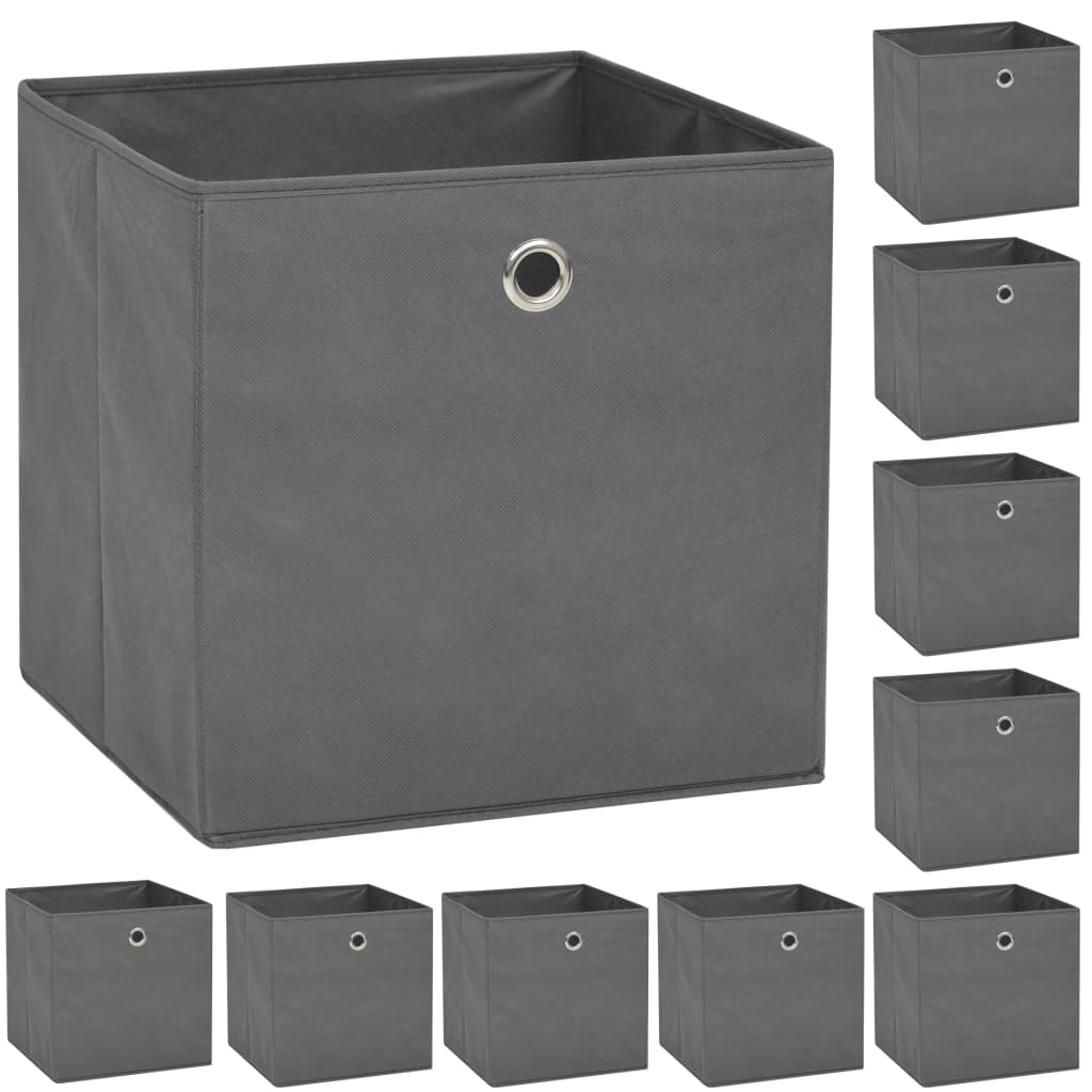 foto del prodotto set contenitori 10 pz tessuto non intrecciato 32x32x32 cm grigio cod mxl 50546