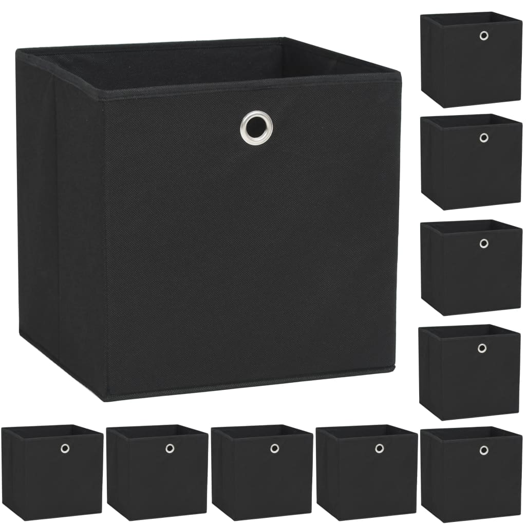 foto del prodotto set contenitori 10 pz tessuto non intrecciato 32x32x32 cm nero cod mxl 46314