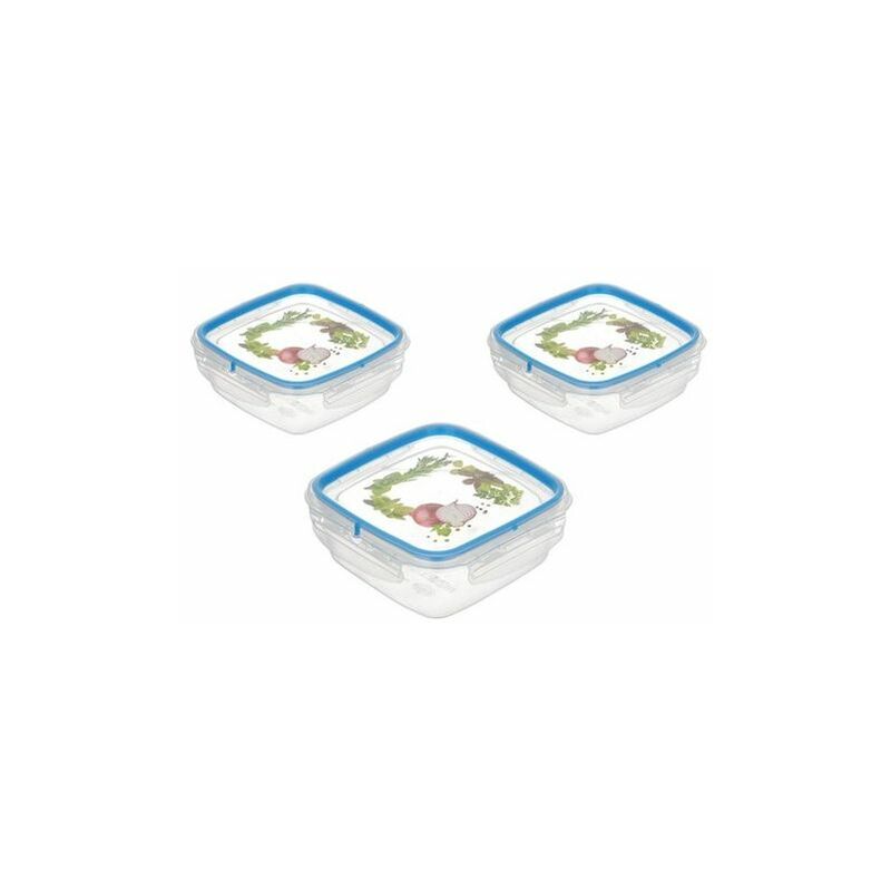 foto del prodotto set contenitori per alimenti lock trasparente e blu 4 pezzi con chiusura ermetica ideali per conservazione freschezza snips