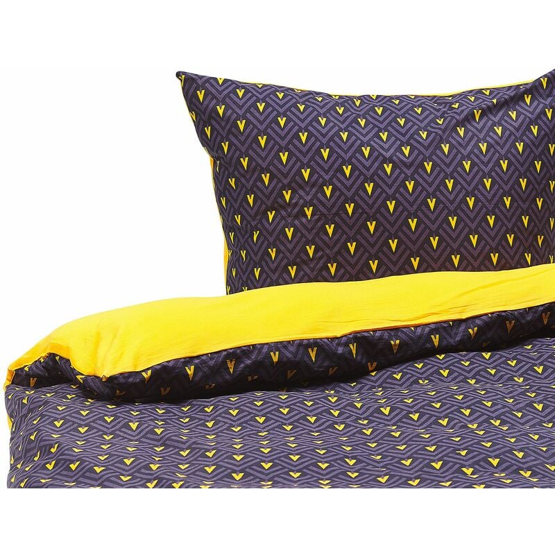 foto del prodotto set copripiumino e federa giallo e blu motivo geometrico 135 x 200 cm wallingford